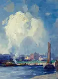 Gustav Wolff, Harbor view, oil on canvas