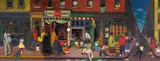 Colleen Browning, Crowded street, 1951, oil on panel