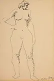 Milton Avery, Standing nude, pen and ink on paper