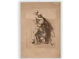 Ivo Saliger, Doctor, Death and a Girl, First half of 20th century, Coloured etching, paper