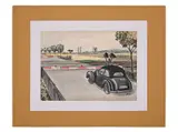 Dobroslav Foll, Rail Crossing, 1960s, Coloured pen drawing, paper