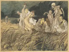 Jaroslav Panuška, Congress of Diseases, Around 1903, Washed pastel, pencil, cardboard
