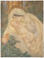 František Urban, Madonna with a Child, 1917, Watercolour, coloured pencils, paper