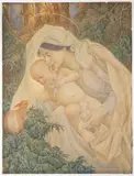 František Urban, Madonna with a Child, 1917, Watercolour, coloured pencils, paper