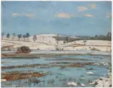 František Kaván, Pond in Trhová Kamenice on the First Snow