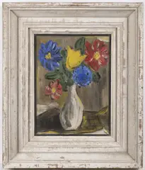 Alfred Justitz, Bouquet in a Vase, Around 1925, Oil on plywood