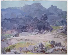 Stepan Kolesnikov, Caucassus, 1925, Tempera on cardboard