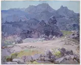 Stepan Kolesnikov, Caucassus, 1925, Tempera on cardboard