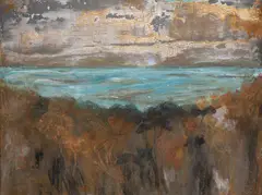 Alena Beldová, Blue Lake, 2020, Acrylic on metal plate Corten
