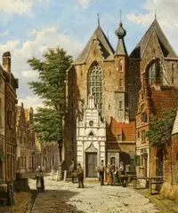Willem Koekkoek, Die Zuiderkerk in Enkhuizen, Öl auf Leinwand