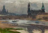 Otto Altenkirch, "Dresden mit Augustusbrücke. Klein, graue Stimmung"