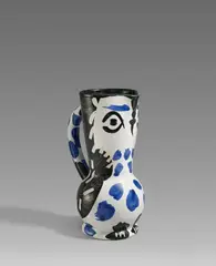 Pablo Picasso Ceramics, Small Owl Jug, 1955, Weißes Steingut, partiell farbig gefasst und glasiert
