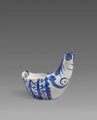 Hen Subject by Pablo Picasso Ceramics, 1954, Weißes Steingut, partiell farbig gefasst und glasiert, sold Nov 2024