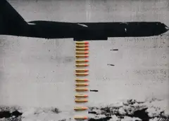 Wolf Vostell, B 52 Lippenstiftbomber, 1969, Mischtechnik (Serigrafie und 16 Lippenstifte) auf Karton, in Objektrahmen
