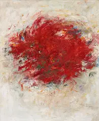 Winfred Gaul, Ohne Titel (Rotes Palimpsest), 1958, Öl auf Leinwand