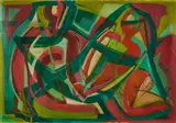 Ernst Wille, "Der Apfel ist ab", 1957, Tempera auf Karton
