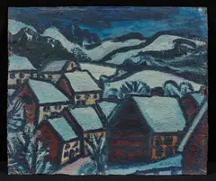Fritz Schaefler, "Bergisches Dorf im Schnee", 1940er, Öl auf Karton