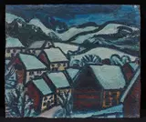 Fritz Schaefler, "Bergisches Dorf im Schnee", 1940er, Öl auf Karton