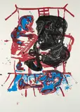 Markus Lüpertz, Ohne Titel (Jazzmusiker), Farblithografie auf Bütten