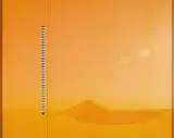 Heinz Mack, Station 1. Die Lichtstelen (Aus: Sahara-Edition), 1972-75, Farbserigrafie innen auf Glasscheibe über geprägter Aluminiumfolie auf Farbserigrafie auf leichtem Karton
