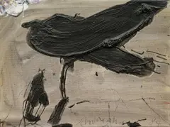 Emil Schumacher, Vogel Einbein, 1984, Öl auf Leinwand
