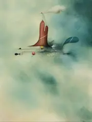 Josef Werner, "Die Traummaschine", Mischtechnik auf Leinwand