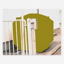 John Beech, Dumpster Drawing (Green/Through bars/ Reutlingen), 2004, black and white photograph, enamel