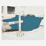 John Beech, Dumpster Drawing (Makita Blue/Basel), 2004, black and white photograph, enamel, lacquer