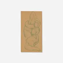 Lorser Feitelson, Nudes Entwined, 1922, colored pencil on paper