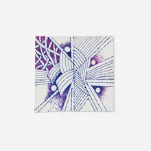 Nick de Angelis, Blue and White Composition, pen and ink on napkin