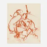 Mercedes Matter, Figure Study, sanguine on paper