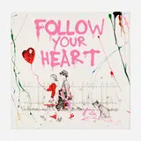 Thierry Guetta, Follow Your Heart (Pink) (Unique), 2022, screenprint in colors, acrylic on paper