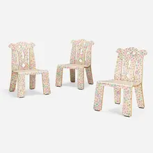 Robert Venturi and Denise Scott Brown, Chippendale chairs, set of three, c. 1984, laminated plywood