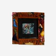 Boy in Africa by Joan Snyder, 1988, oil on linen mounted to board with cloth and nails, bound book, sold Feb 2023