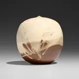 Closed Form (with rattle) by Toshiko Takaezu, c. 1988, glazed stoneware, sold Feb 2025