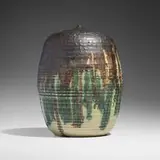 Closed Form by Toshiko Takaezu, c. 1985, glazed stoneware, sold Feb 2025
