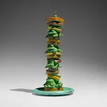 David Gilhooly, Frog Kabob, 1991, polychromed bronze