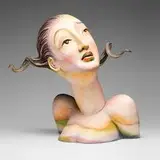 Patti Warashina, Portrait No. 5 (from the Rome series), 2000, low-fired clay, underglaze, glaze, wood