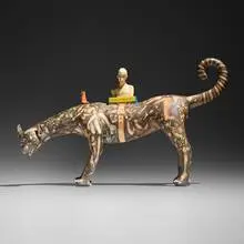 The Cat Walks Along for Himself by Sergei Isupov, 1997, glazed and hand-painted porcelain, sold Feb 2025