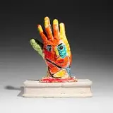 Viola Frey, Untitled (Colored Hand with Face), c. 1985-1990, glazed earthenware