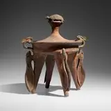 Ken Ferguson, Four-Legged Vessel with Hare and Turtle, c. 1990, raku-fired stoneware