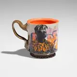 Roberto Lugo, Portrait cup (Tupac), 2022, glazed earthenware