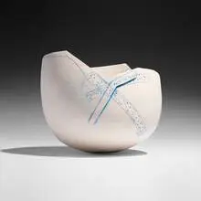 Bowl by Gordon Baldwin, 1986, slip-decorated earthenware, sold Feb 2025