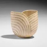 John Ward, Untitled (White Vessel with Green Stripes), glazed stoneware