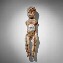Tattooed Doll by Michele Oka Doner, c. 1968, glazed porcelain with iron oxide, sold Feb 2025