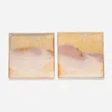 Tiles, set of two by Toshiko Takaezu, c. 1995, glazed stoneware, sold Feb 2025