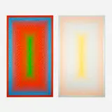 Richard Anuszkiewicz, Reflections IV - Red; Reflections IV - Grey (two works from the Reflections series), 1979, screenprint in colors on Masonite