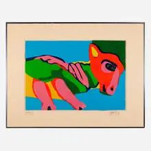 Donkey by Karel Appel, 1971, lithograph in colors on Arches, sold Feb 2025