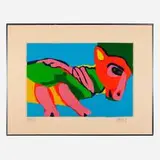 Donkey by Karel Appel, 1971, lithograph in colors on Arches, sold Feb 2025
