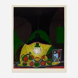 Nature morte à la suspension by Pablo Picasso, linocut in colors on Arches, sold Feb 2025